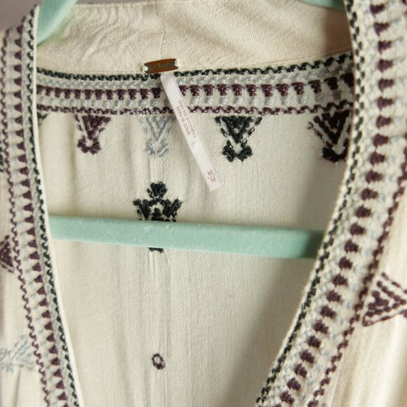 Free People Made in India - Star Gazer Deep V Neck Empire Waist Cream - Picture 5 of 9